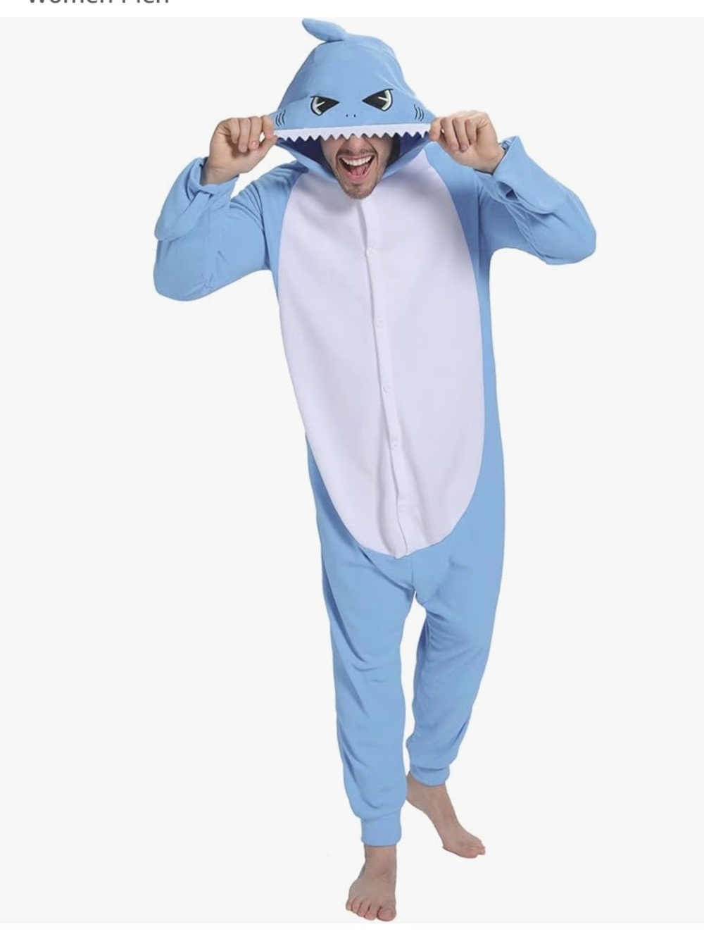 Shark Onesie Costume – Perfect for Halloween shark week or pajama body men’s XL